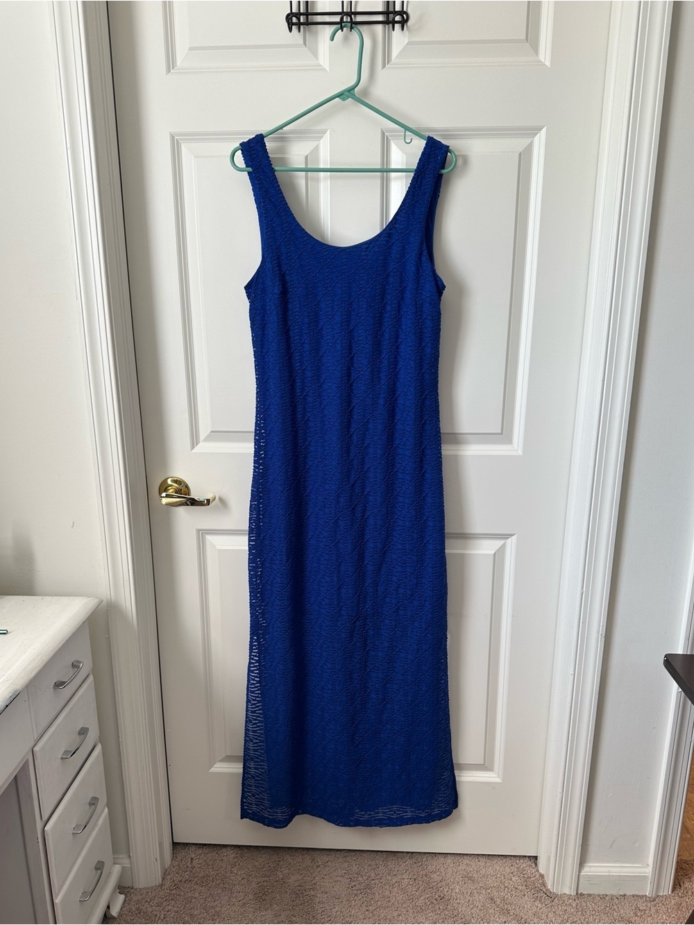 Apt. 9 Royal Blue Lined Textured Maxi Dress Size M